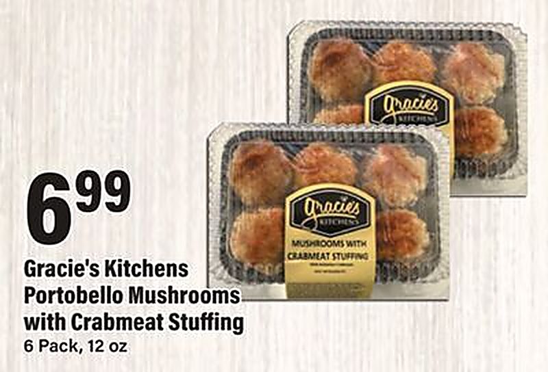 Gracie's Kitchens Portobello Mushrooms with Crabmeat Stuffing - Big Y weekly ad deal