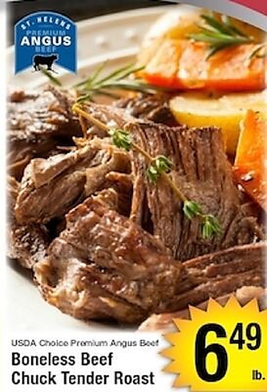 USDA Choice Premium Angus Beef Boneless Beef Chuck Tender Roast - Harvest Foods weekly ad deal