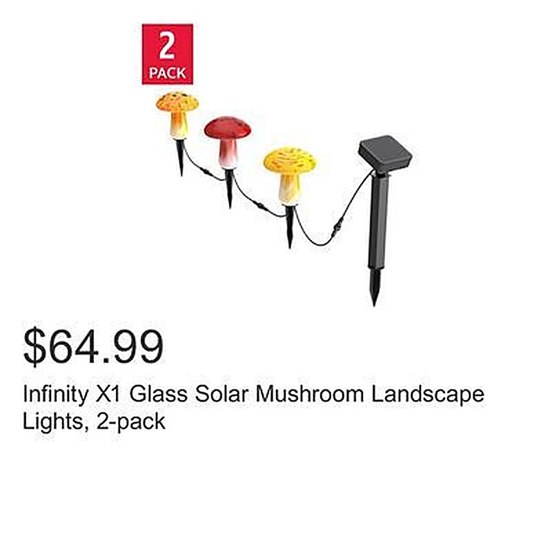 Infinity X1 Glass Solar Mushroom Landscape Lights, 2-pack - Costco weekly ad deal