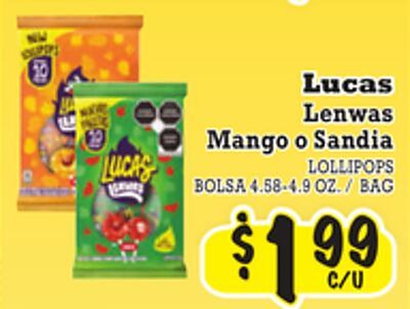 Lucas Lenwas Mango o Sandia LOLLIPOPS - La Michoacana Meat Market weekly ad deal