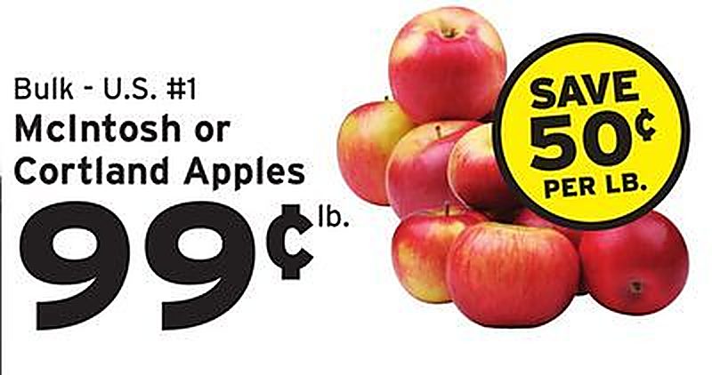 McIntosh or Cortland Apples - Hannaford weekly ad deal