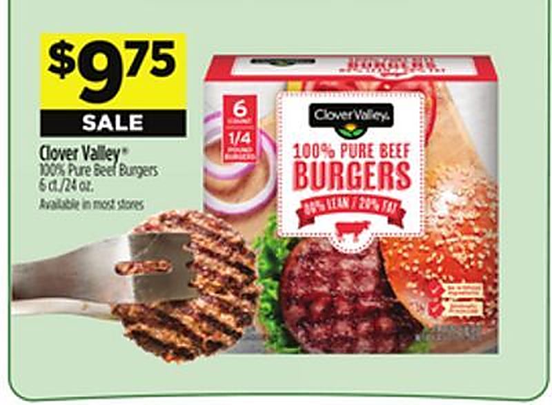 Clover Valley® 100% Pure Beef Burgers - Dollar General weekly ad deal