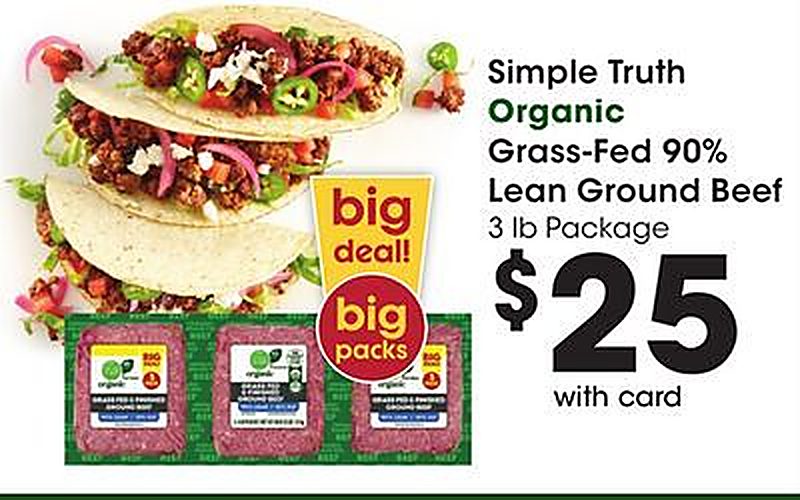 Simple Truth Organic Grass-Fed 90% Lean Ground Beef - JayC Food Stores weekly ad deal