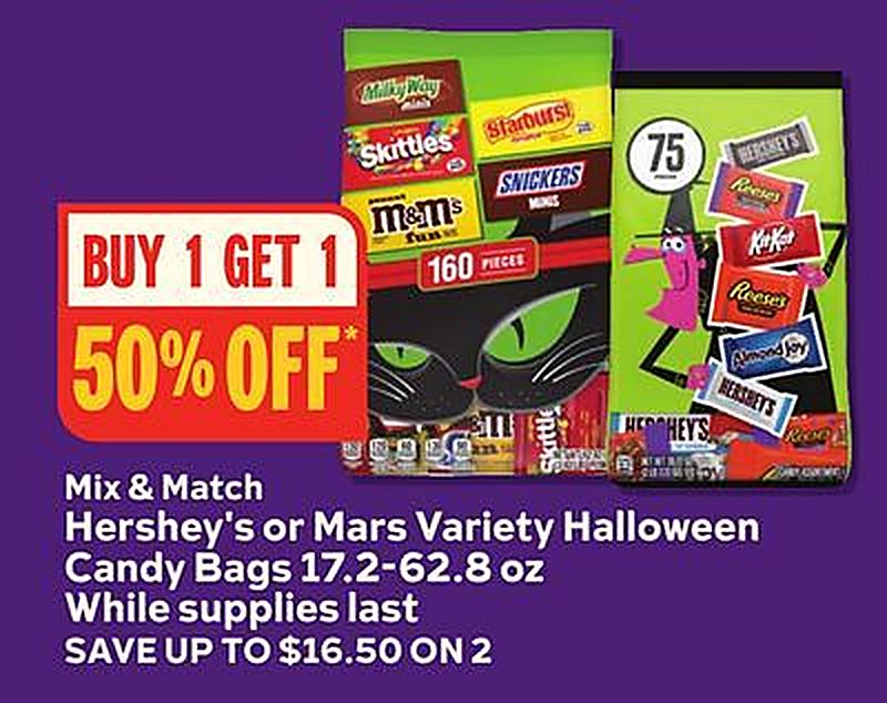 Hershey's or Mars Variety Halloween Candy Bags