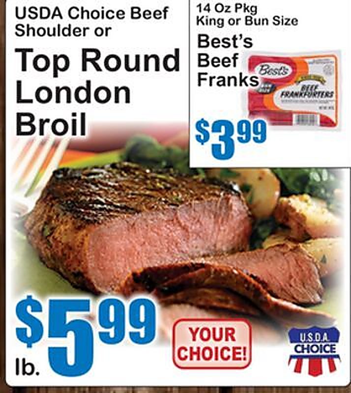 USDA Choice Beef Shoulder or Top Round London Broil - Superfresh weekly ad deal