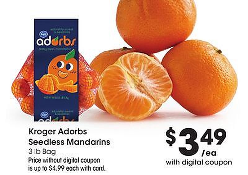 Kroger Adorbs Seedless Mandarins - Bakers weekly ad deal