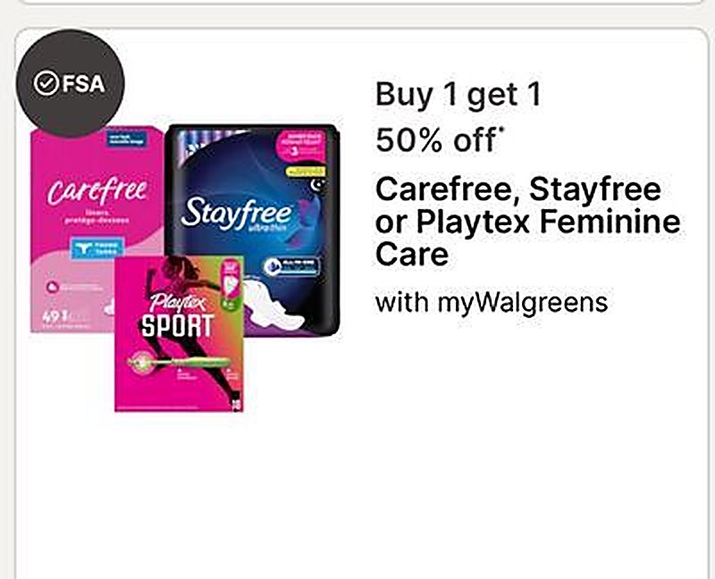 Carefree, Stayfree or Playtex Feminine Care