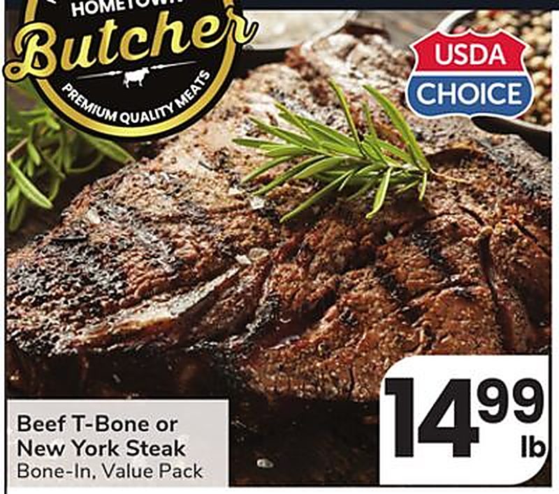 Beef T-Bone or New York Steak - Vons weekly ad deal