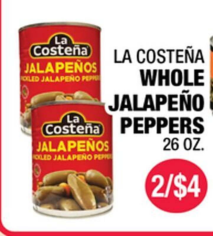 LA COSTEÑA WHOLE JALAPEÑO PEPPERS - Carnicerias Jimenez weekly ad deal