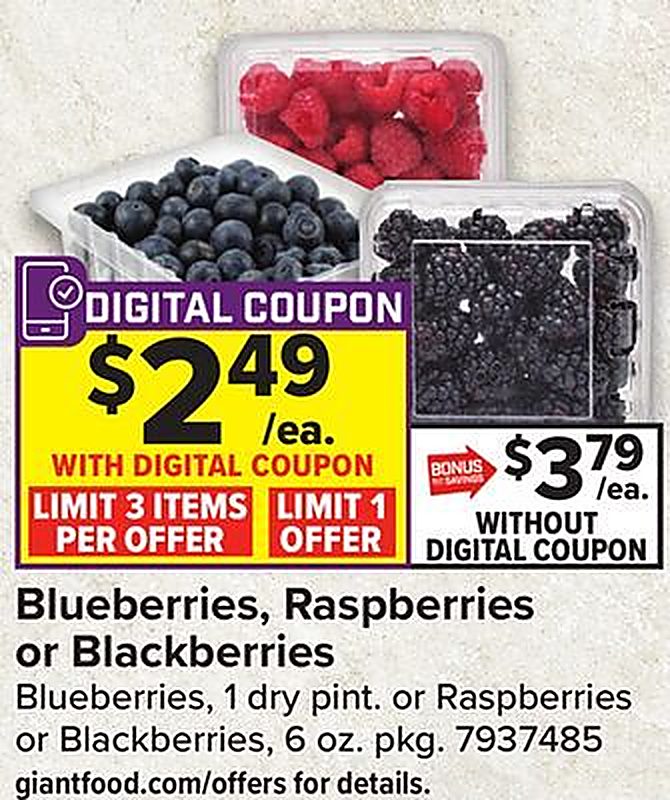 Blueberries, Raspberries or Blackberries - Giant Food weekly ad deal