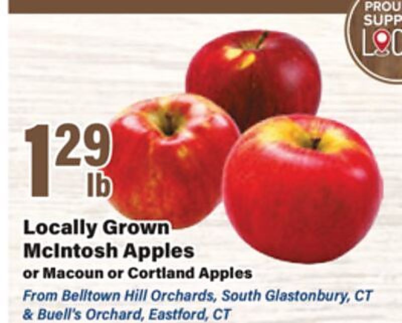 Locally Grown McIntosh Apples or Macoun or Cortland Apples - Big Y weekly ad deal