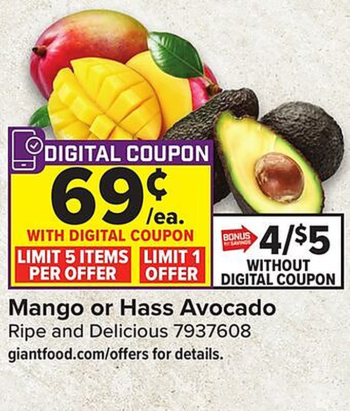 Mango or Hass Avocado - Giant Food weekly ad deal