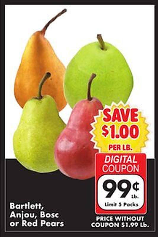 Bartlett, Anjou, Bosc or Red Pears - Fairplay Foods weekly ad deal
