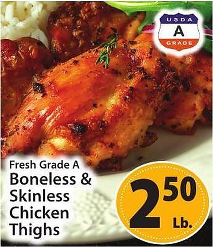 Fresh Grade A Boneless & Skinless Chicken Thighs - West Side Marketplace weekly ad deal