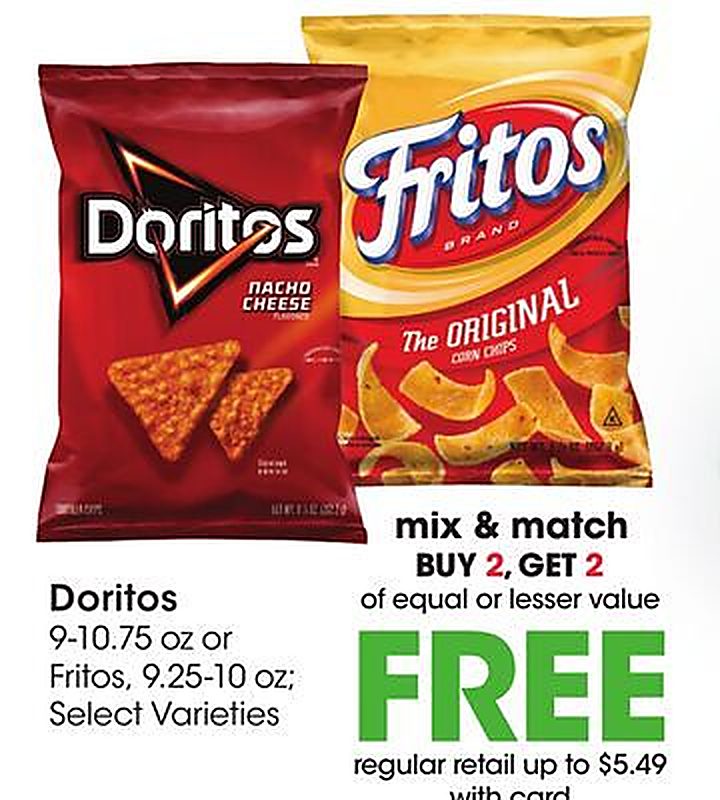 Doritos, 9-10.75 oz or Fritos, 9.25-10 oz