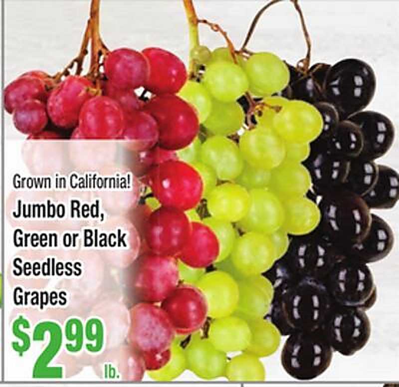 Jumbo Red, Green or Black Seedless Grapes - Food Pride Market weekly ad deal