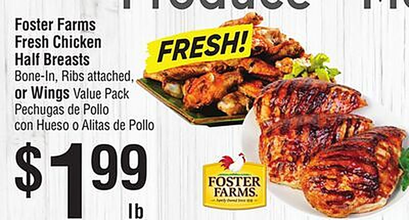 Foster Farms Fresh Chicken Half Breasts or Wings - Smart & Final weekly ad deal