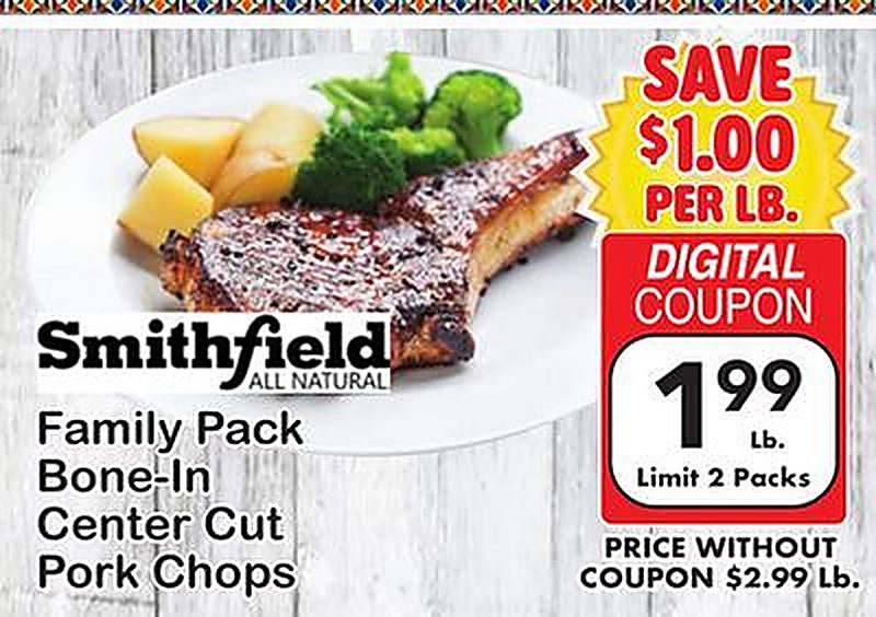 Smithfield Family Pack Bone-In Center Cut Pork Chops - Fairplay Foods weekly ad deal
