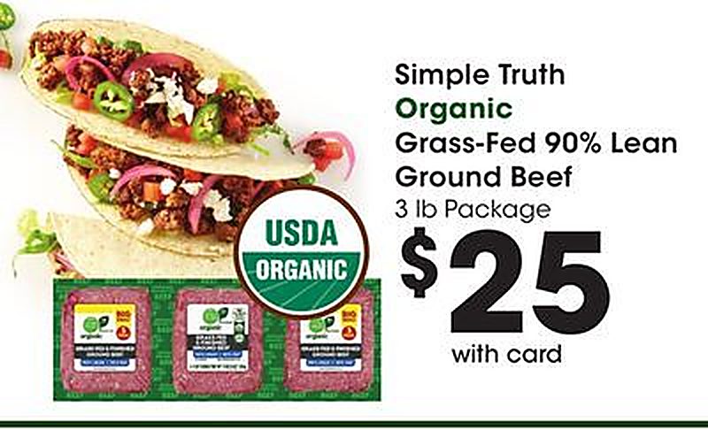 Simple Truth Organic Grass-Fed 90% Lean Ground Beef - Fry's Food Stores weekly ad deal