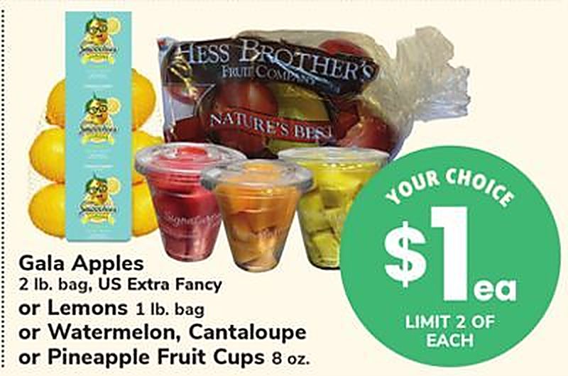 Gala Apples 2 lb. bag, US Extra Fancy or Lemons 1 lb. bag or Watermelon, Cantaloupe or Pineapple Fruit Cups 8 oz. - Safeway weekly ad deal