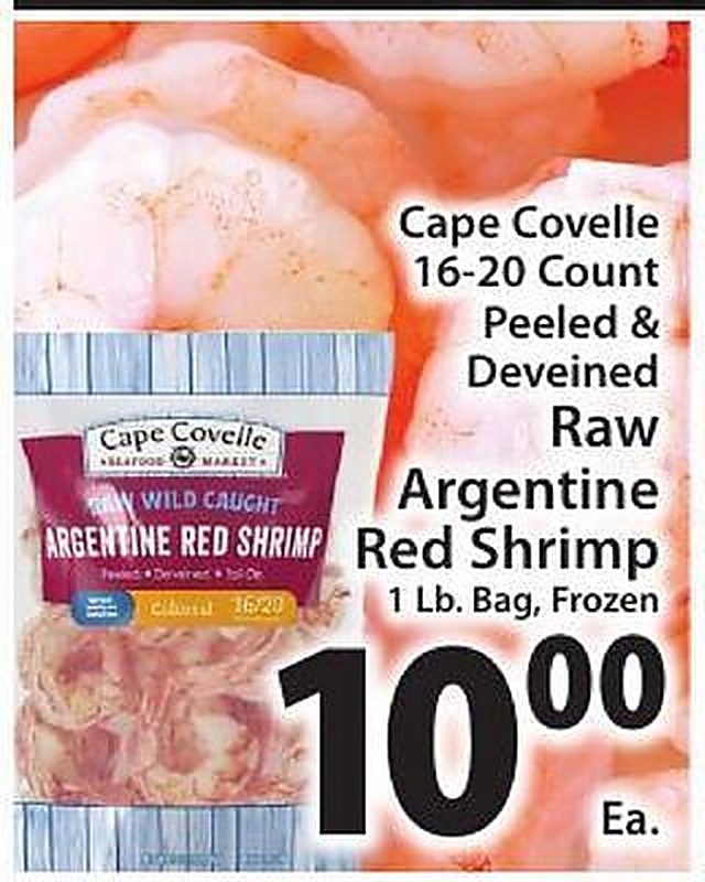 Cape Covelle 16-20 Count Peeled & Deveined Raw Argentine Red Shrimp - West Side Marketplace weekly ad deal