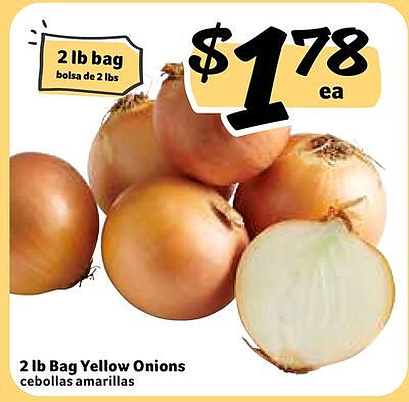 2 lb Bag Yellow Onions / cebollas amarillas - Fresco Y Mas weekly ad deal