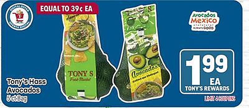 Tony's Hass Avocados - Tony's Fresh Market weekly ad deal