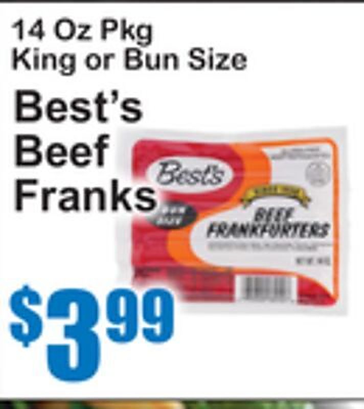 King or Bun Size Best's Beef Franks - Superfresh weekly ad deal