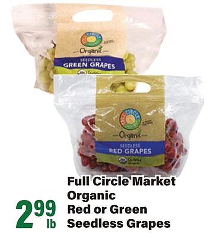 Full Circle Market Organic Red or Green Seedless Grapes - Big Y weekly ad deal