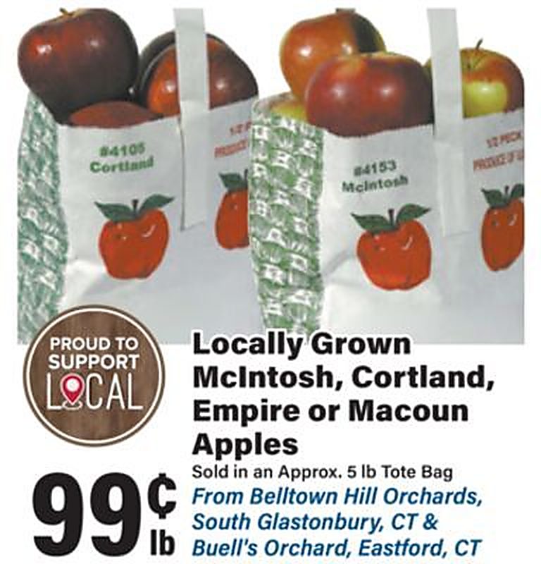 Locally Grown McIntosh, Cortland, Empire or Macoun Apples - Big Y weekly ad deal