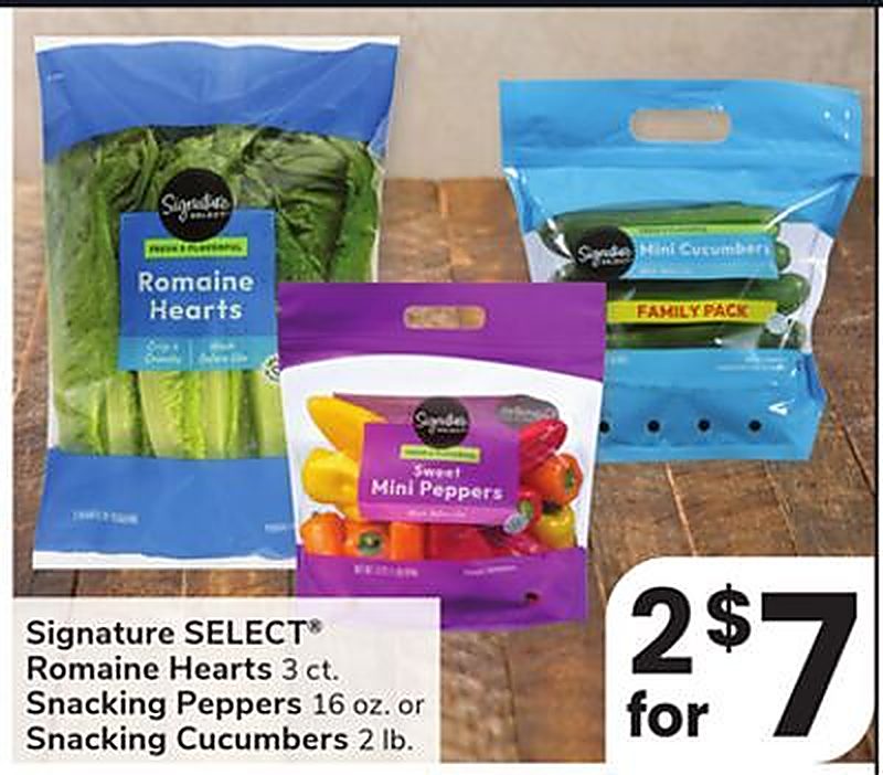 Signature SELECT® Romaine Hearts Snacking Peppers or Snacking Cucumbers - Vons weekly ad deal