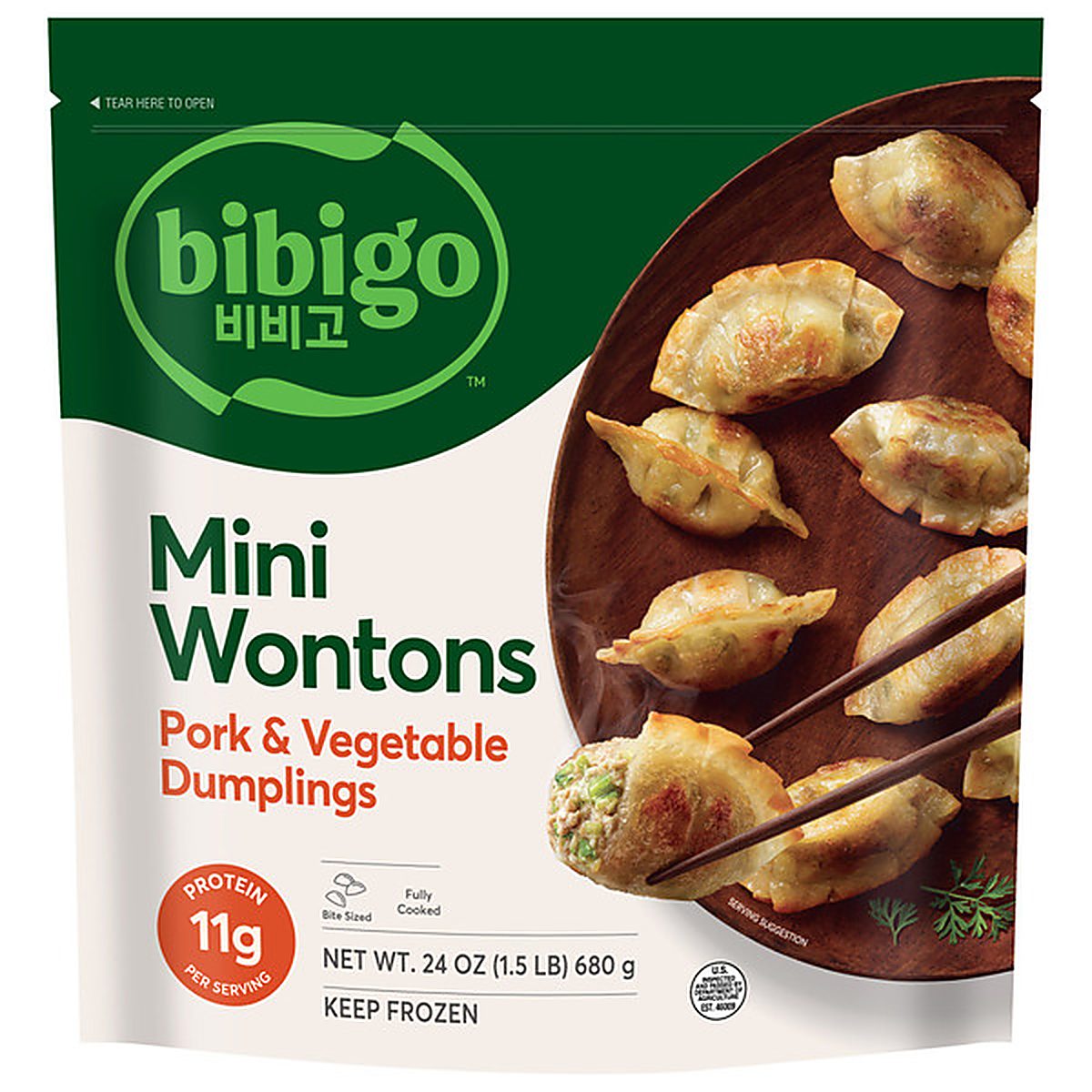 Bibigo Frozen Mini Wontons Pork & Vegetable Dumplings