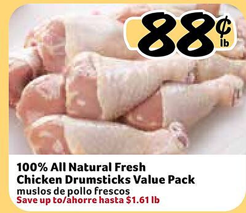 100% All Natural Fresh Chicken Drumsticks Value Pack / muslos de pollo frescos - Fresco Y Mas weekly ad deal