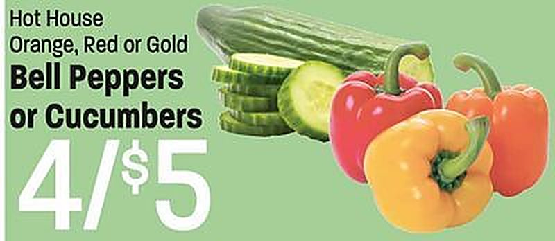 Hot House Orange, Red or Gold Bell Peppers or Cucumbers - Lees Marketplace weekly ad deal