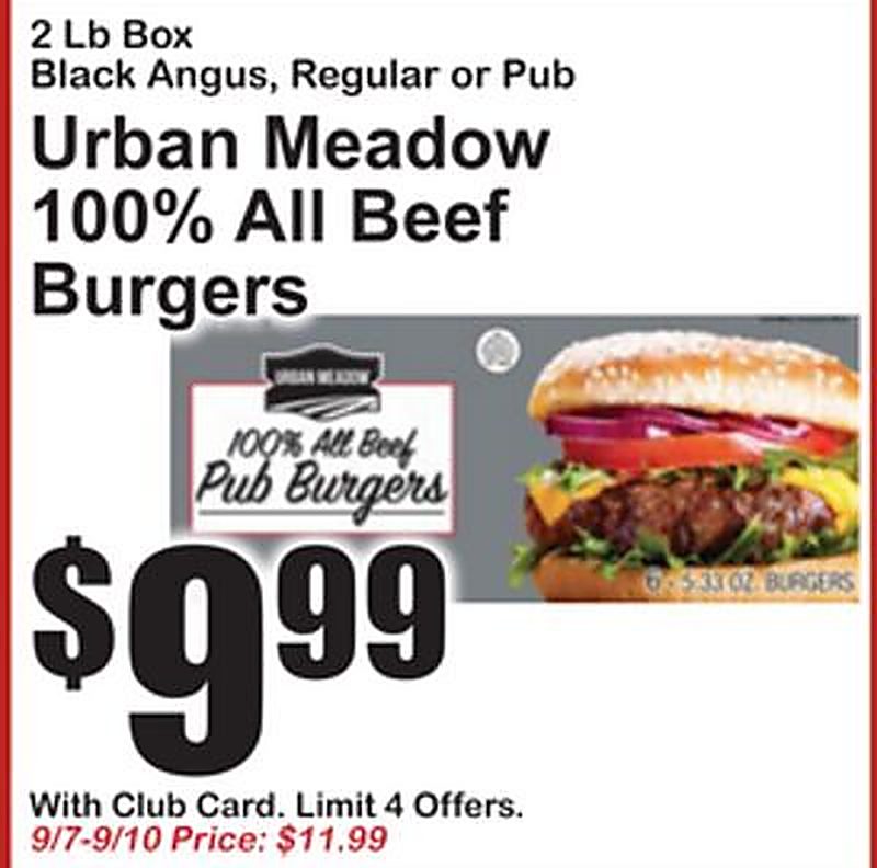 Urban Meadow 100% All Beef Burgers - Superfresh weekly ad deal