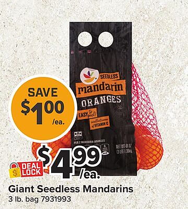 Giant Seedless Mandarins - Giant Food weekly ad deal