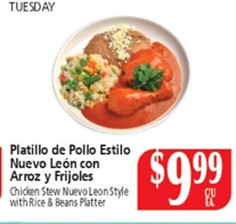 Chicken Stew Nuevo Leon Style with Rice & Beans Platter - El Ahorro Supermarket weekly ad deal