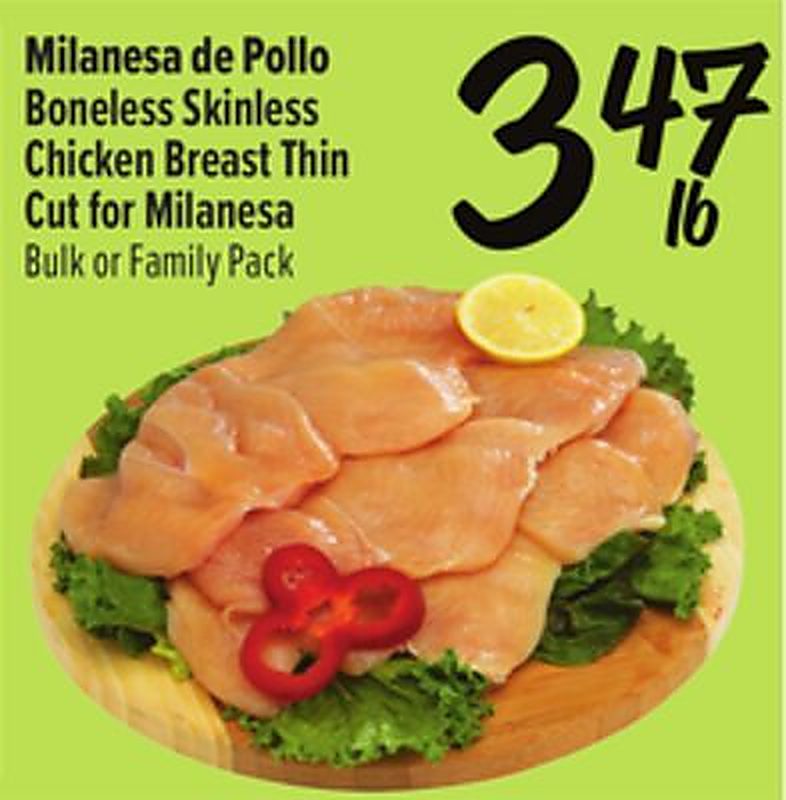 Milanesa de Pollo Boneless Skinless Chicken Breast Thin Cut for Milanesa - Fiesta Mart weekly ad deal
