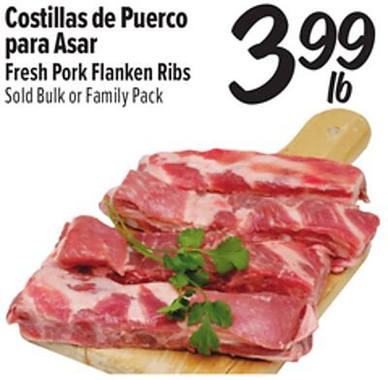 Costillas de Puerco para Asar Fresh Pork Flanken Ribs - El Super weekly ad deal