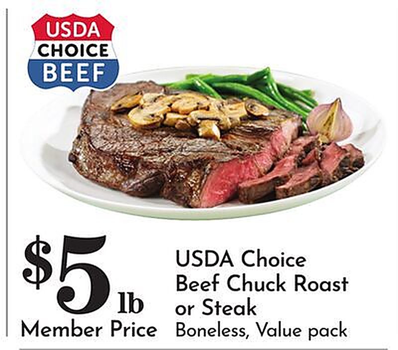 USDA Choice Beef Chuck Roast or Steak - Pavilions weekly ad deal