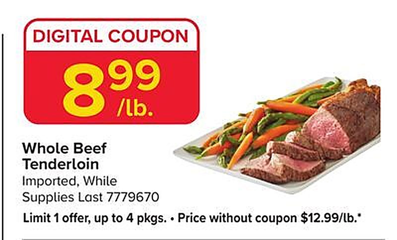 Whole Beef Tenderloin - Giant Food Stores weekly ad deal