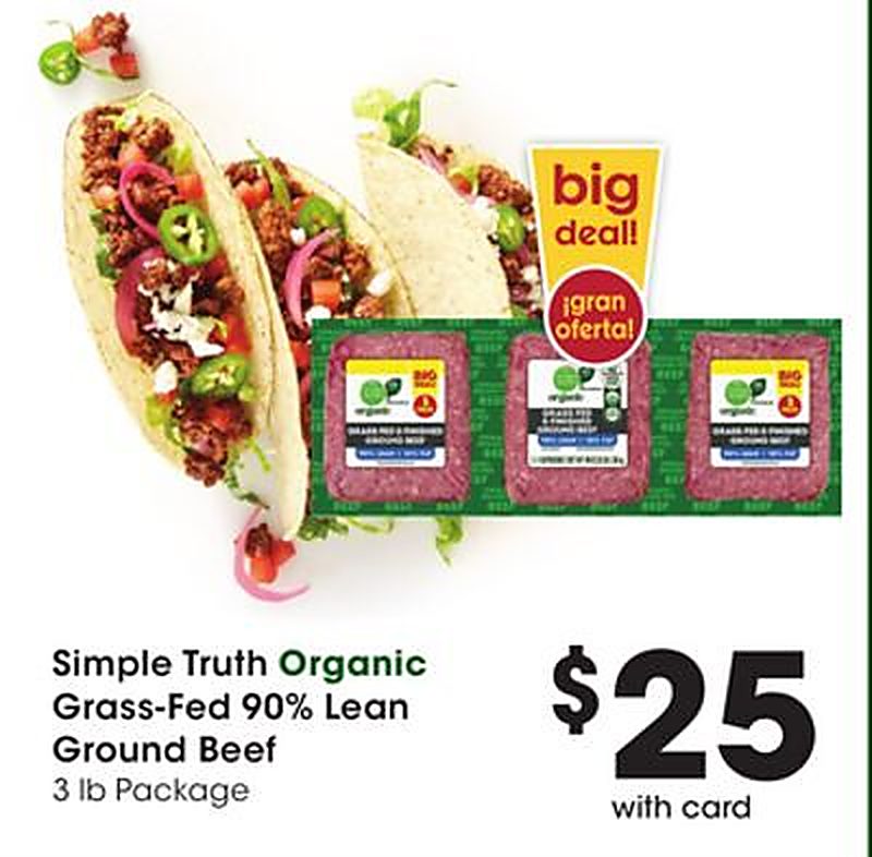 Simple Truth Organic Grass-Fed 90% Lean Ground Beef - Smith's Food and Drug weekly ad deal