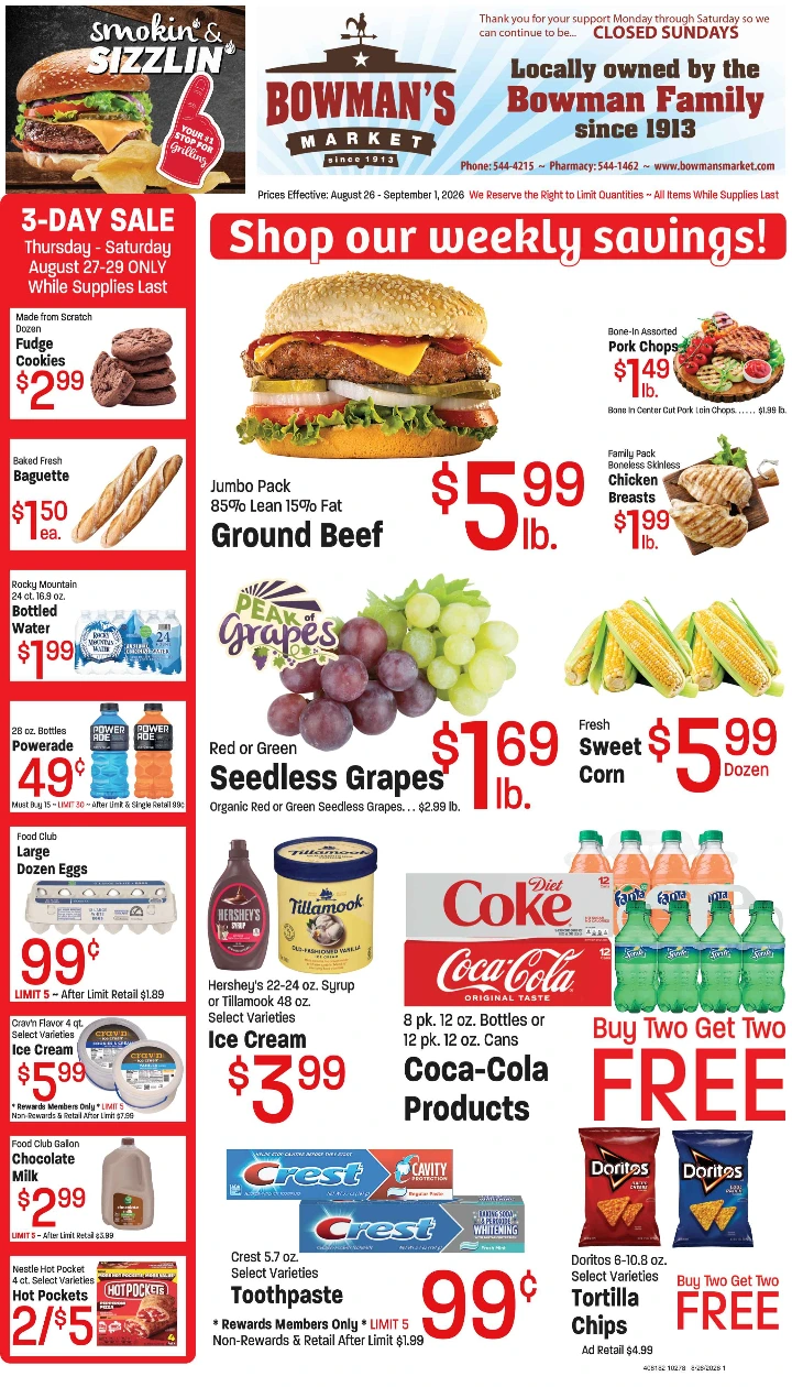 Bowman's Market Bowman's Market Ad Aug 26- Sept 1, 2026 - Page 1