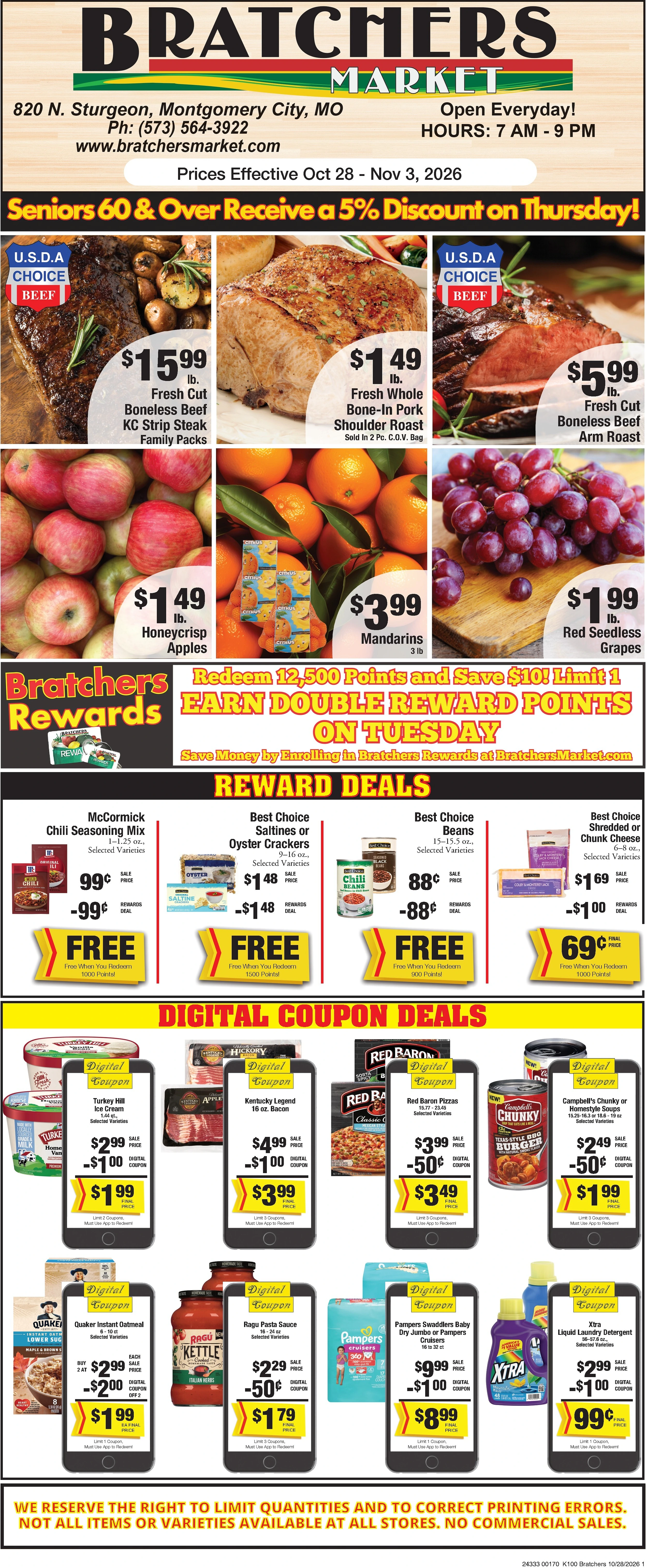 Bratcher's Market Missouri Current Ad - Page 1