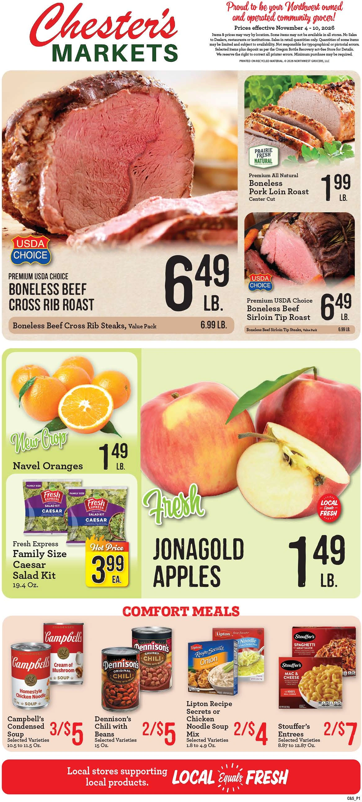 Chester's Market John Day Chester’s Market - John Day Weekly Ad - Page 1