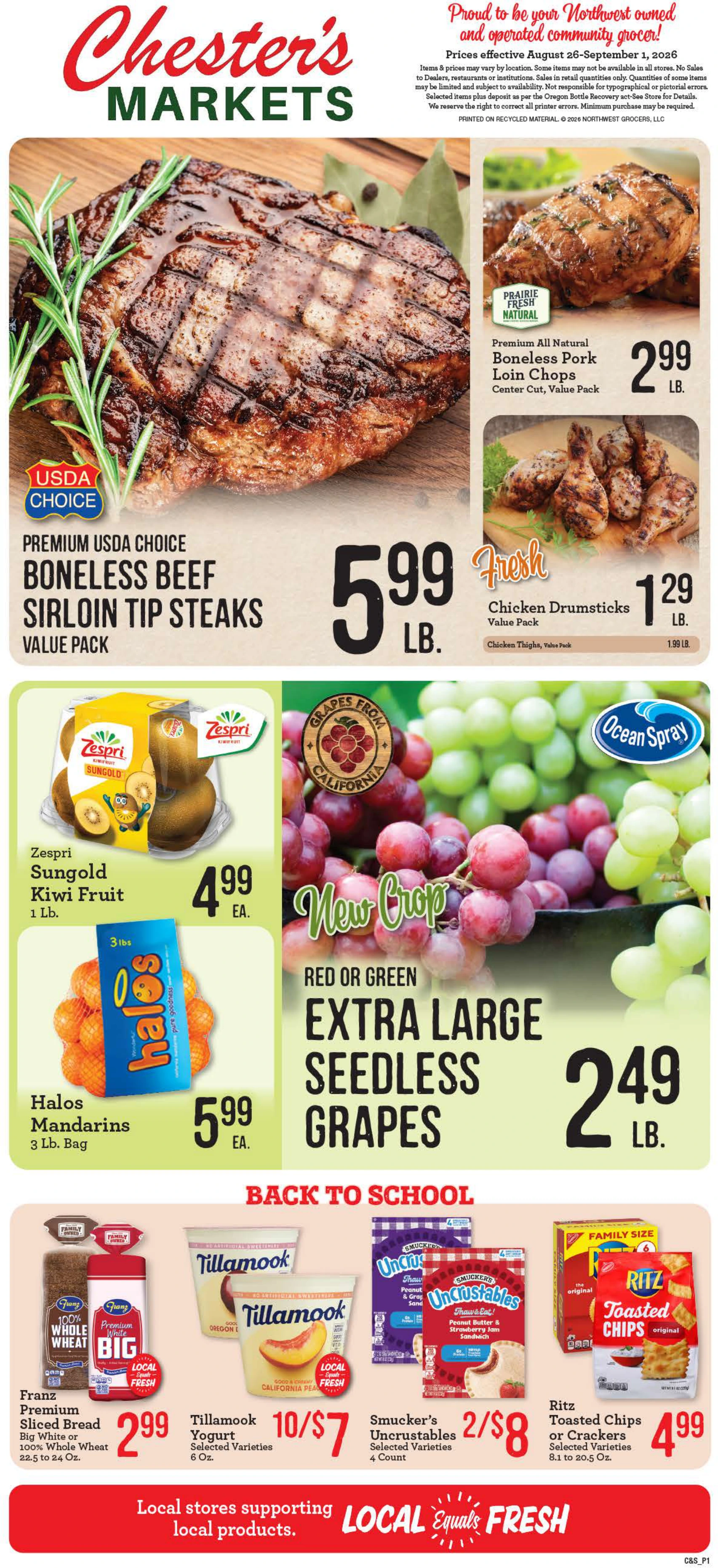 Chester's Market John Day Chester’s Market - John Day Weekly Ad - Page 1