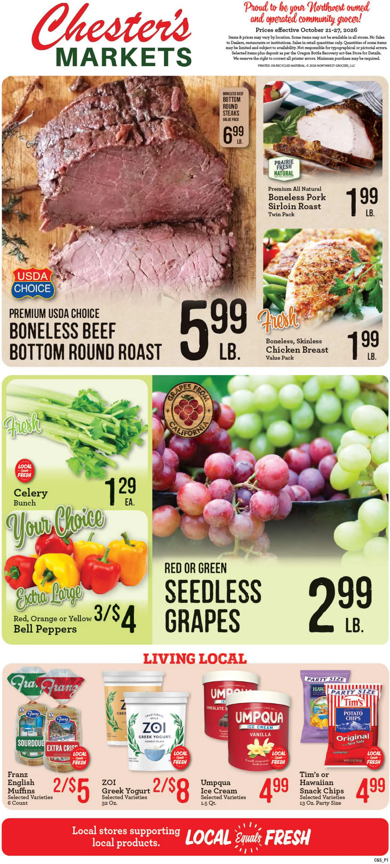 Chester's Market John Day Chester’s Market - John Day Weekly Ad - Page 1