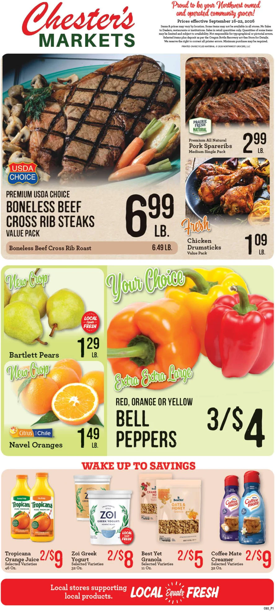 Chester's Market John Day Chester’s Market - John Day Weekly Ad - Page 1