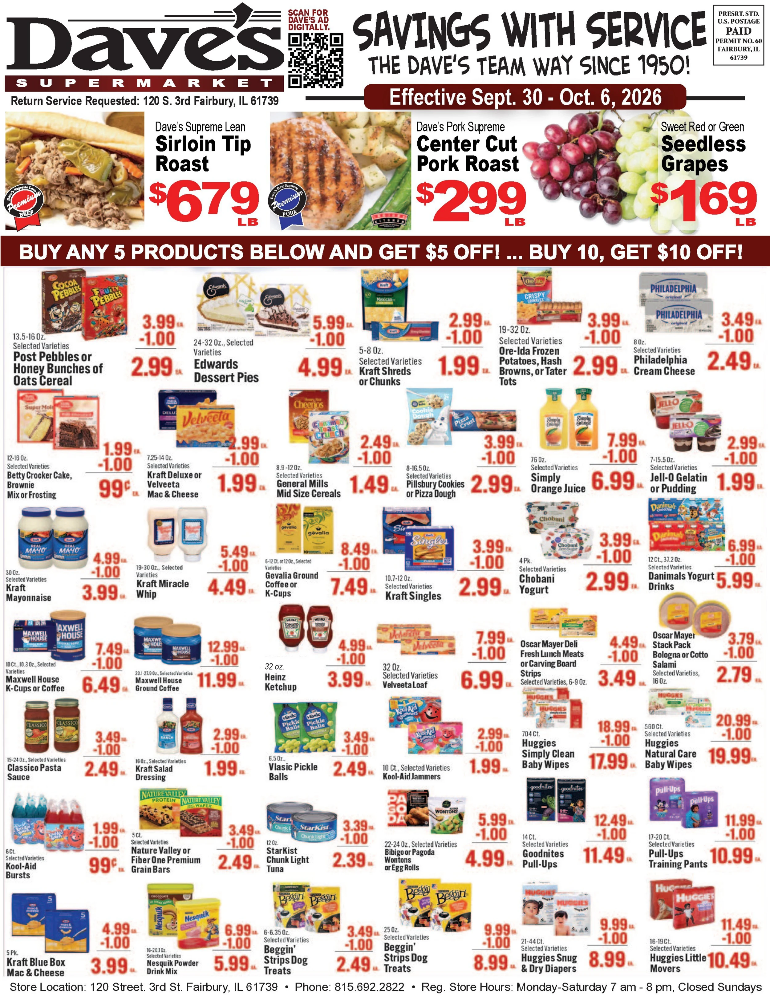 Daves Supermarket Fairbury IL Current Ad - Page 1