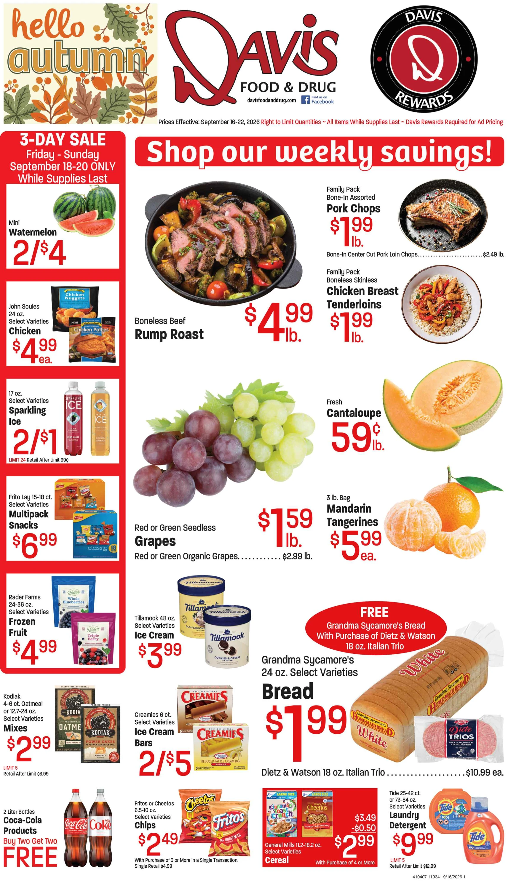 Davis Food & Drug 2026; September 16-22; Harvest Savings - Page 1